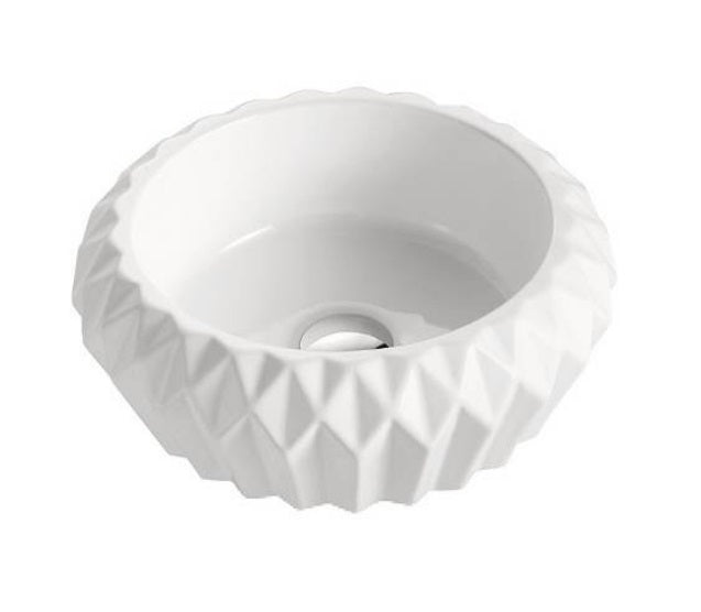COPENHAGEN 420mm Round Faceted Ceramic Basin