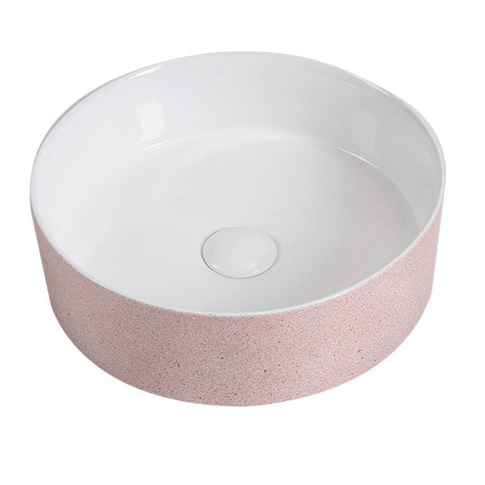 PARIS 360mm Round Ceramic Basin Pink/White