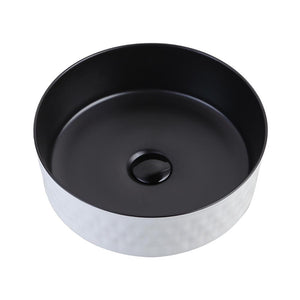 LONDON 360mm Round Textured White/Black Ceramic Basin - Assorted Colours