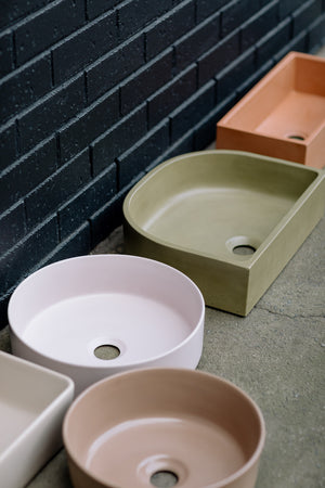 Rounded Rectangle 505mm Concrete Basin - Assorted Colours